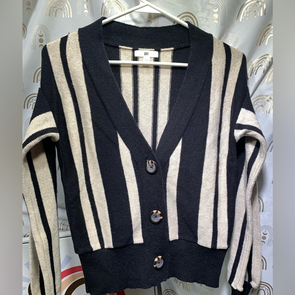 BP Black and Cream Button-Up Cardigan